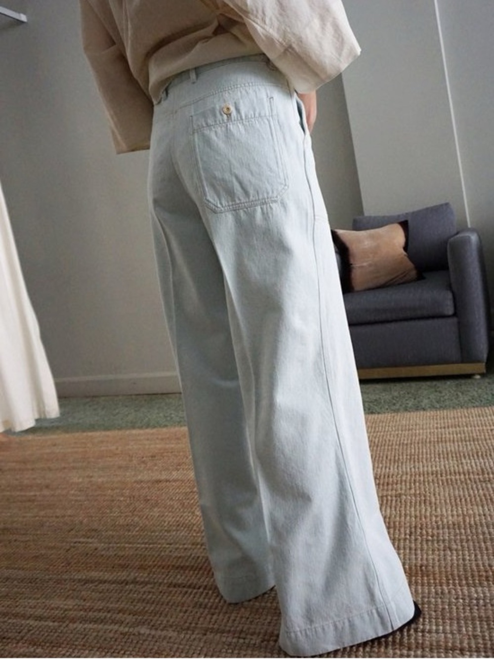 LEMAIRE Jeans Loose Pants Wide-Leg High Rise Chic Boho Denim Light Blue 36